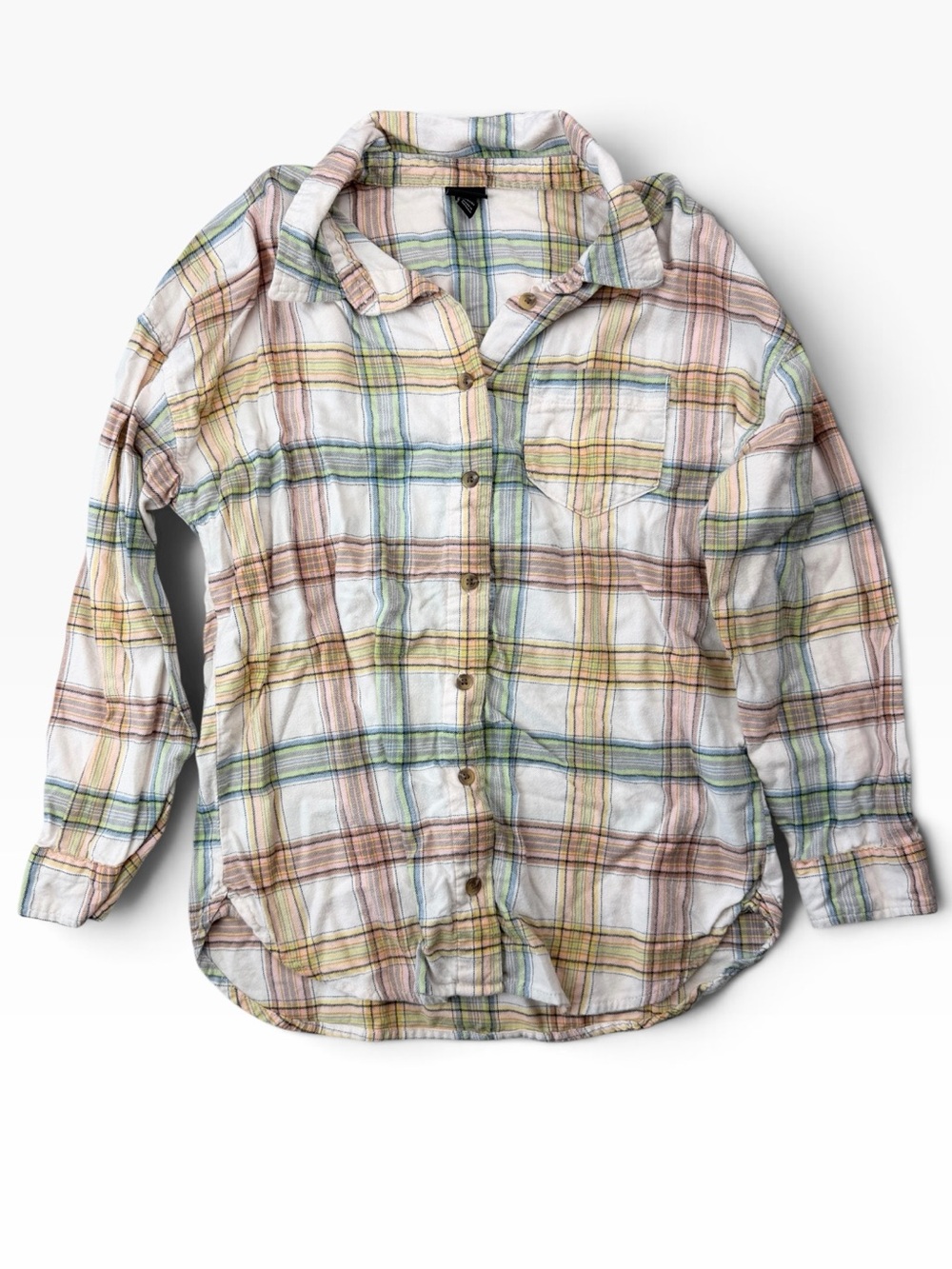 Girls Art Class Plaid Button-Down Shirt - Cream, Brown, Green, Blue